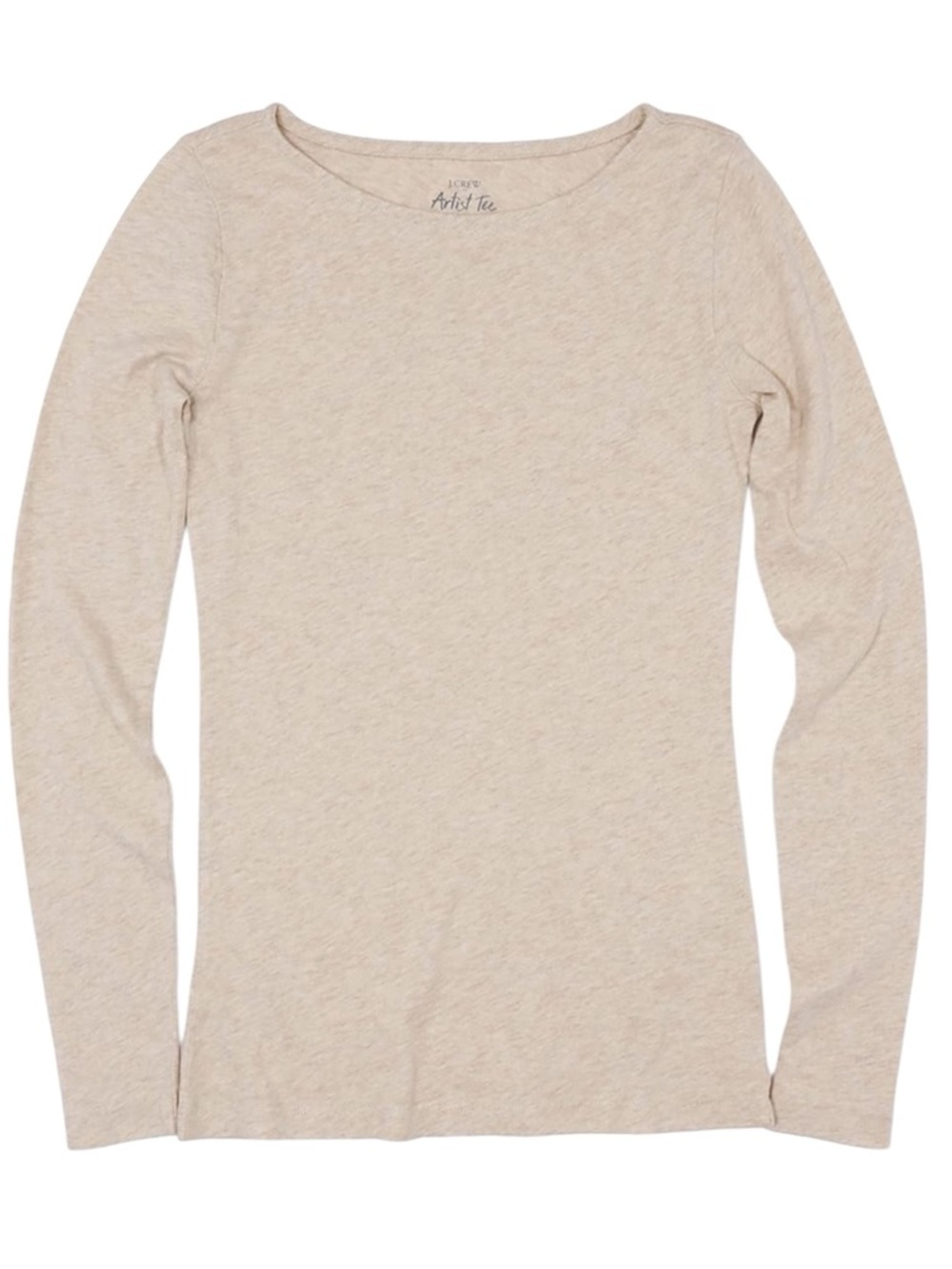 J.Crew Artist Tee Heather Oatmeal Boat Neck Long Sleeve NWT